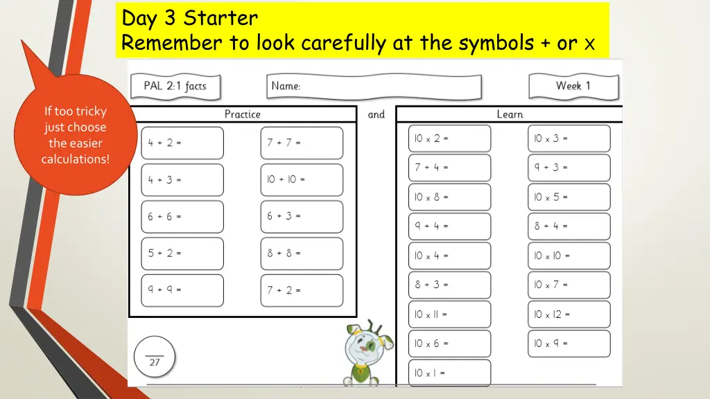 day 3 starter remember to look carefully