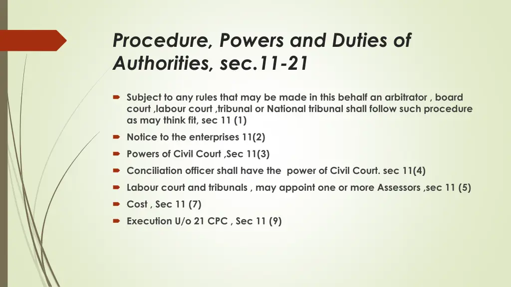 procedure powers and duties of authorities