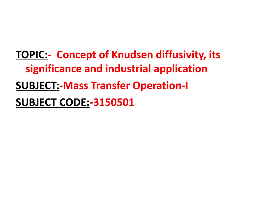 topic concept of knudsen diffusivity