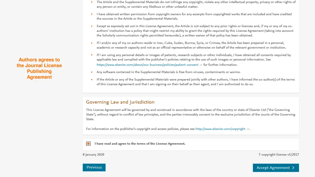 authors agrees to the journal license publishing