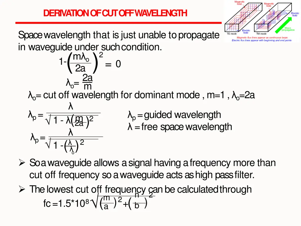 derivation of cut offwa velength 1