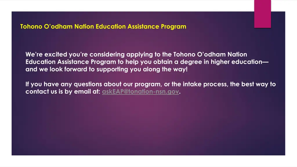 tohono o odham nation education assistance program