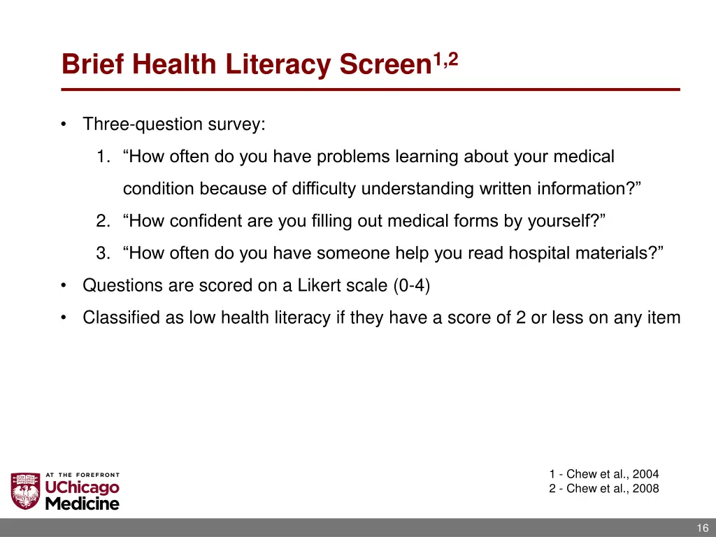 brief health literacy screen 1 2