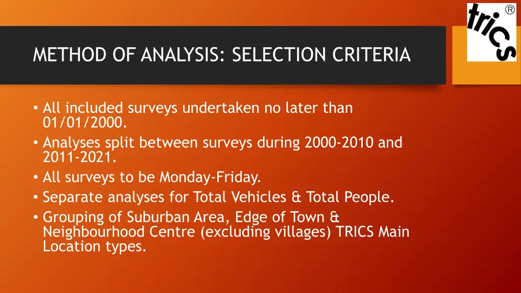 method of analysis selection criteria