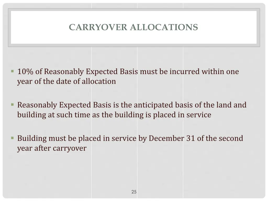 carryover allocations