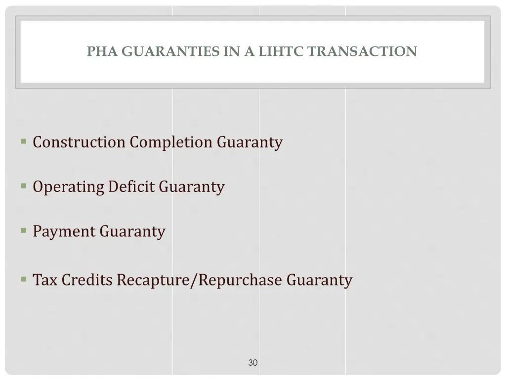 pha guaranties in a lihtc transaction