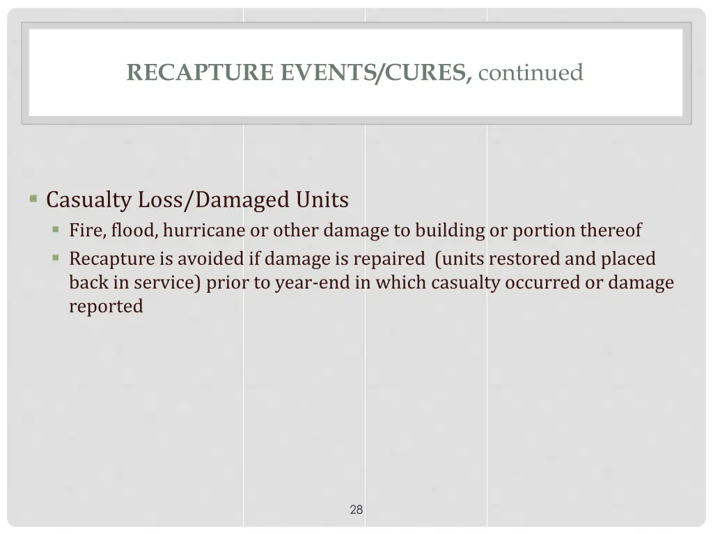 recapture events cures continued