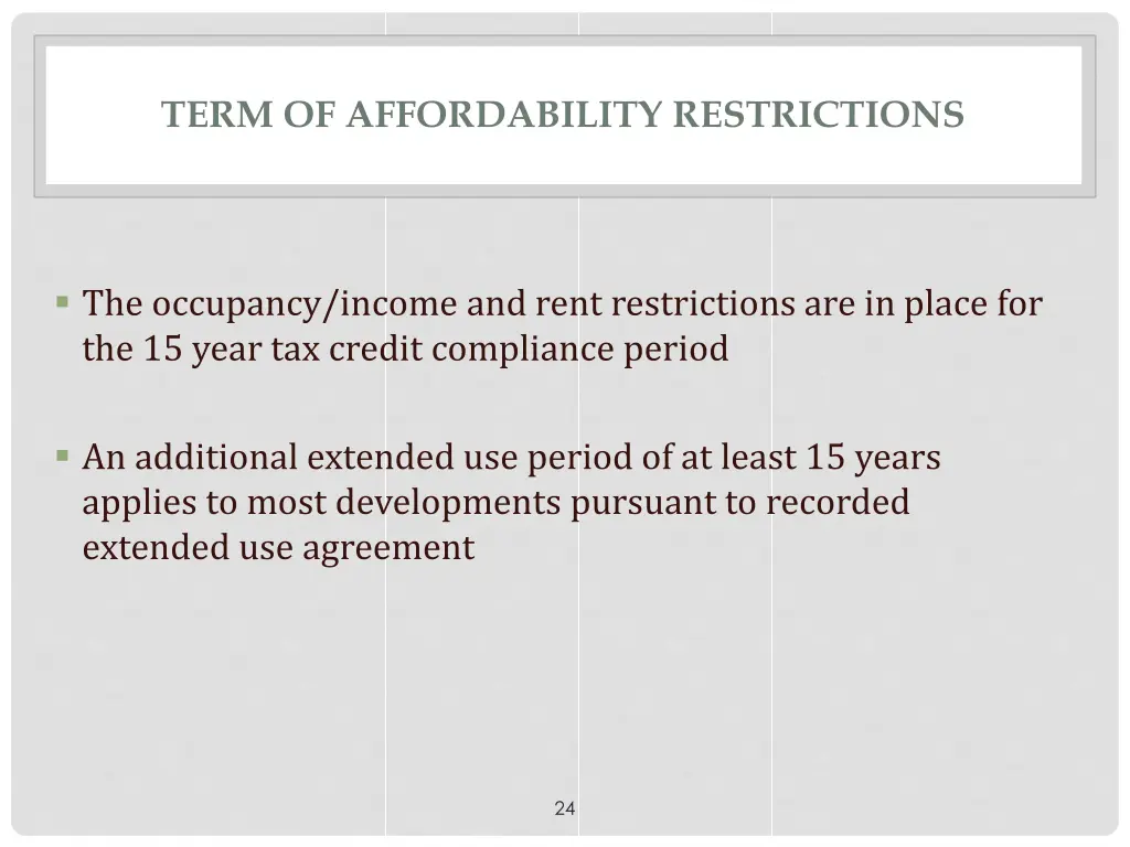 term of affordability restrictions