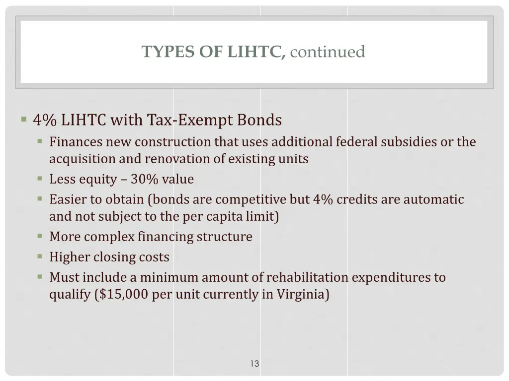 types of lihtc continued