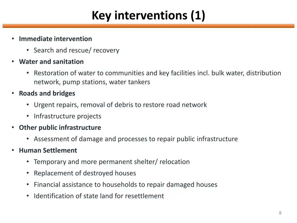 key interventions 1