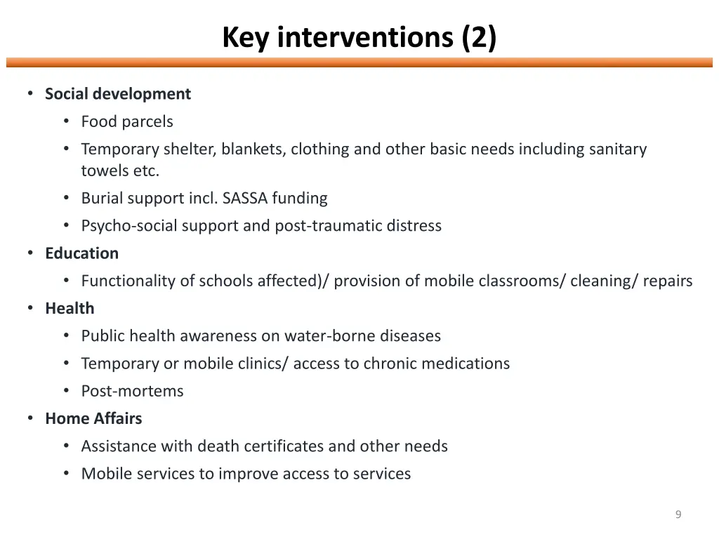 key interventions 2