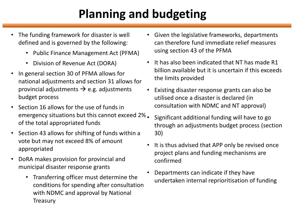 planning and budgeting