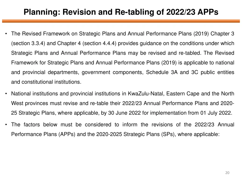 planning revision and re tabling of 2022 23 apps