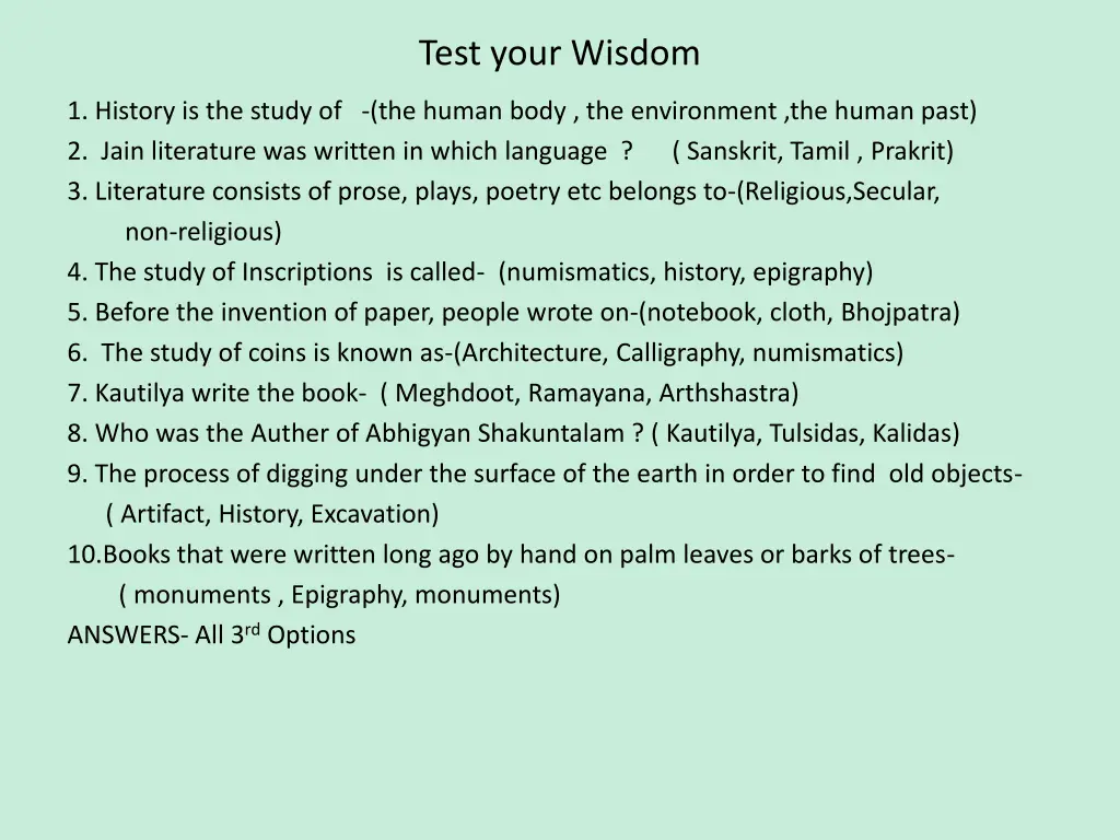 test your wisdom