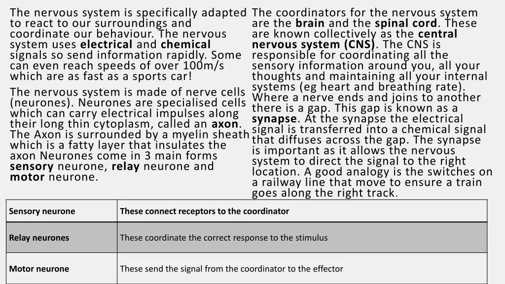 the nervous system is specifically adapted