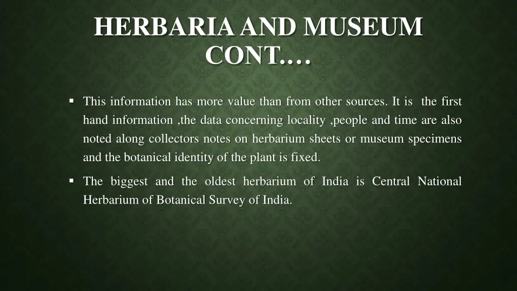 herbaria and museum cont