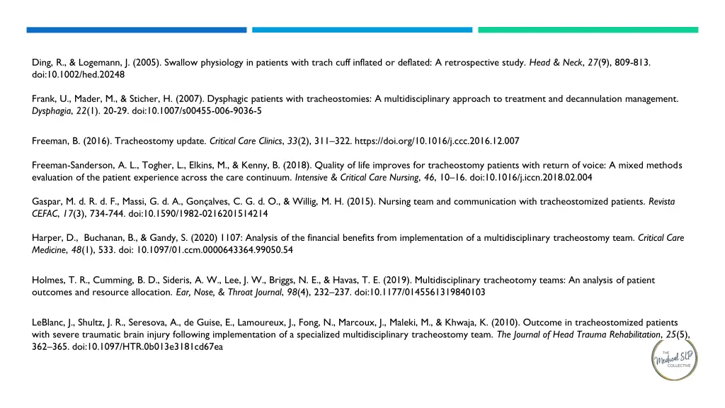 references ding r logemann j 2005 swallow