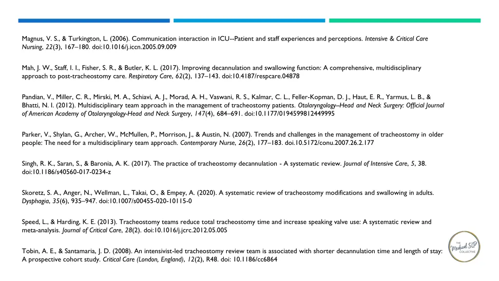 references magnus v s turkington l 2006