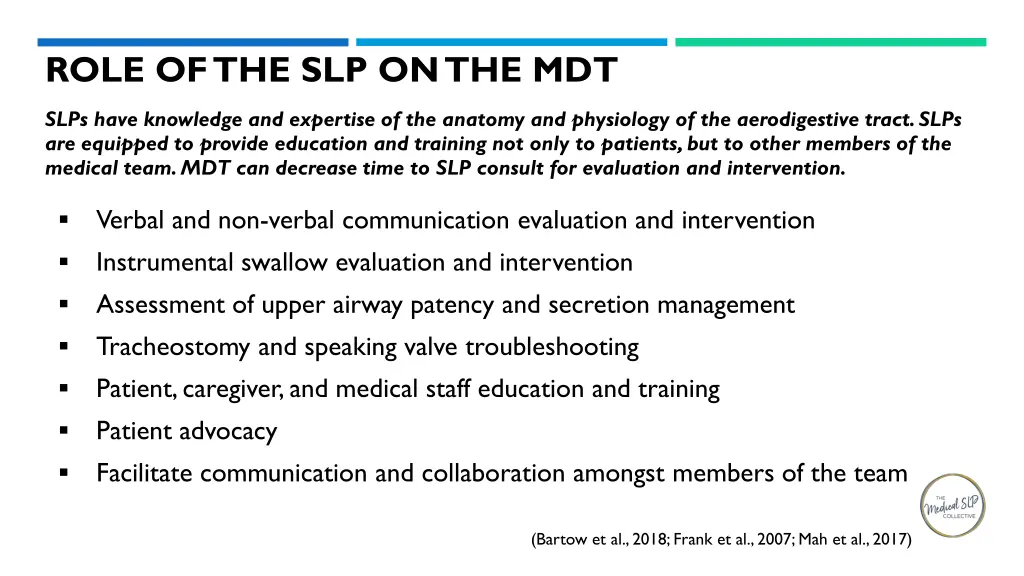 role of the slp on the mdt