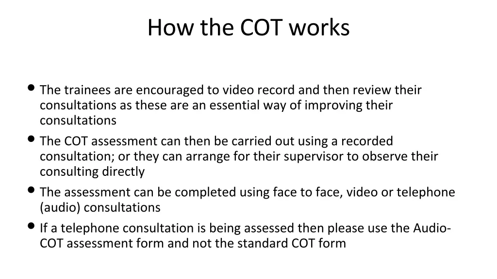 how the cot works