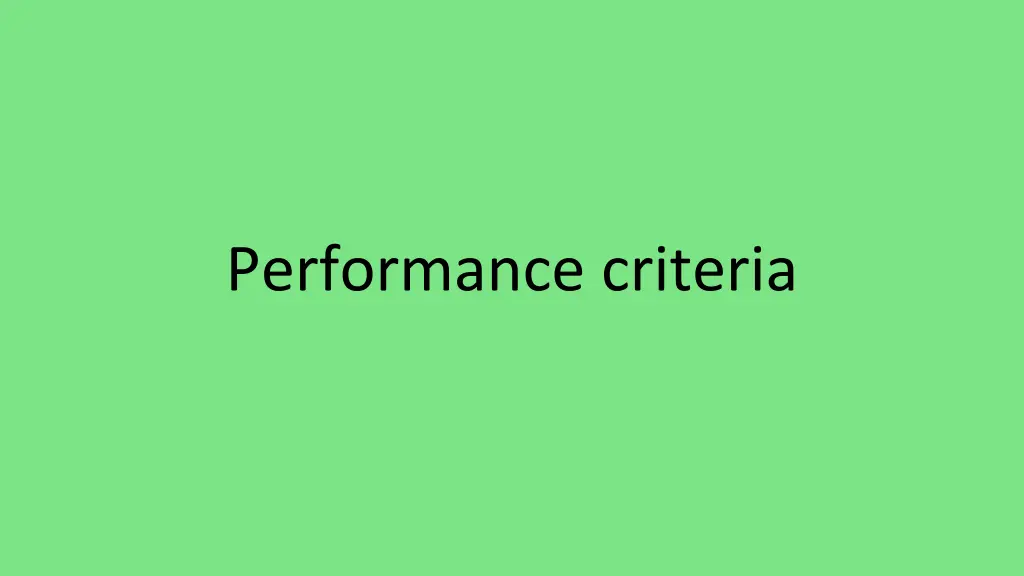 performance criteria