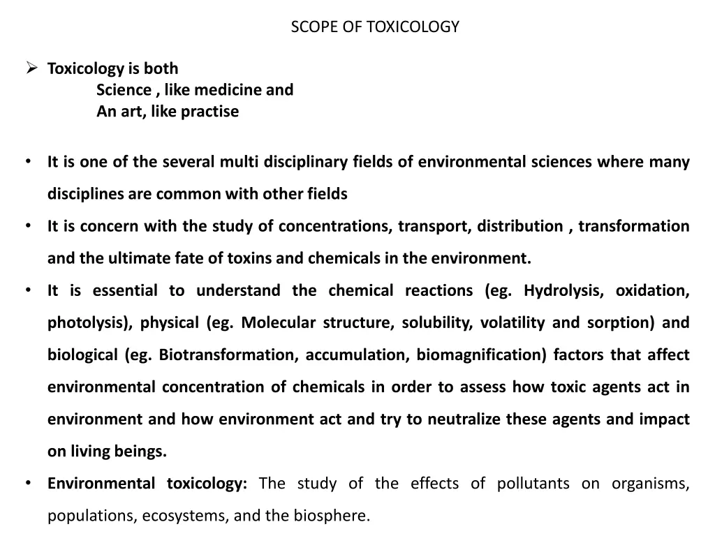 scope of toxicology