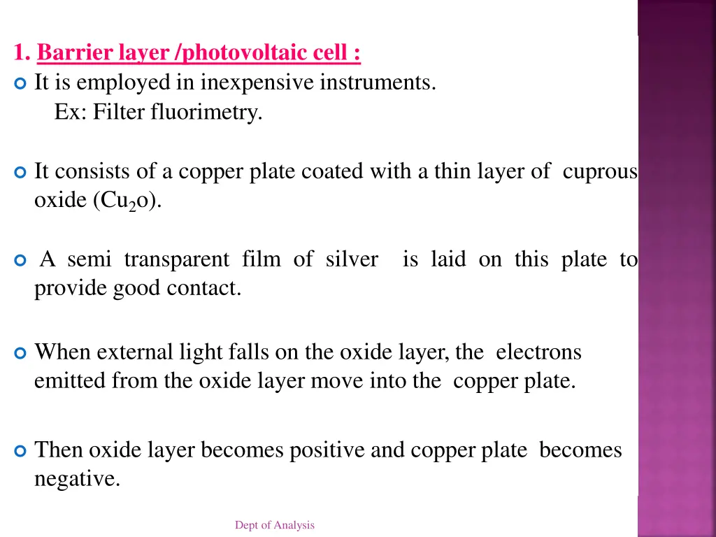 1 barrier layer photovoltaic cell it is employed