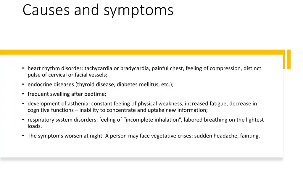 causes and symptoms