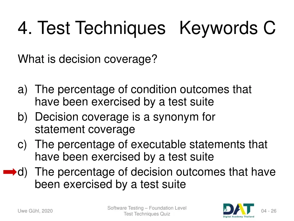 4 test techniques keywords c