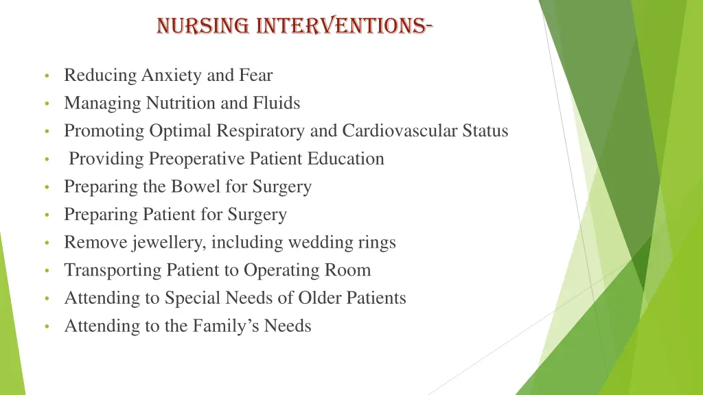 nursing interventions