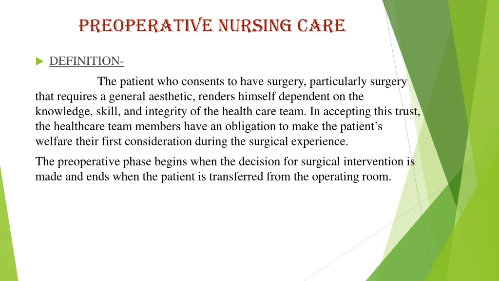 preoperative nursing care