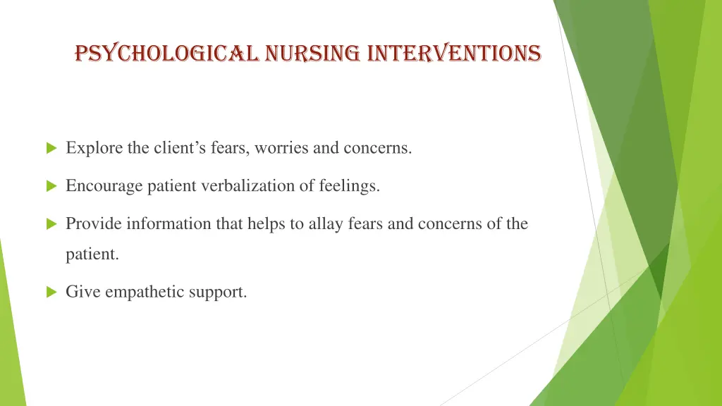 psychological nursing interventions