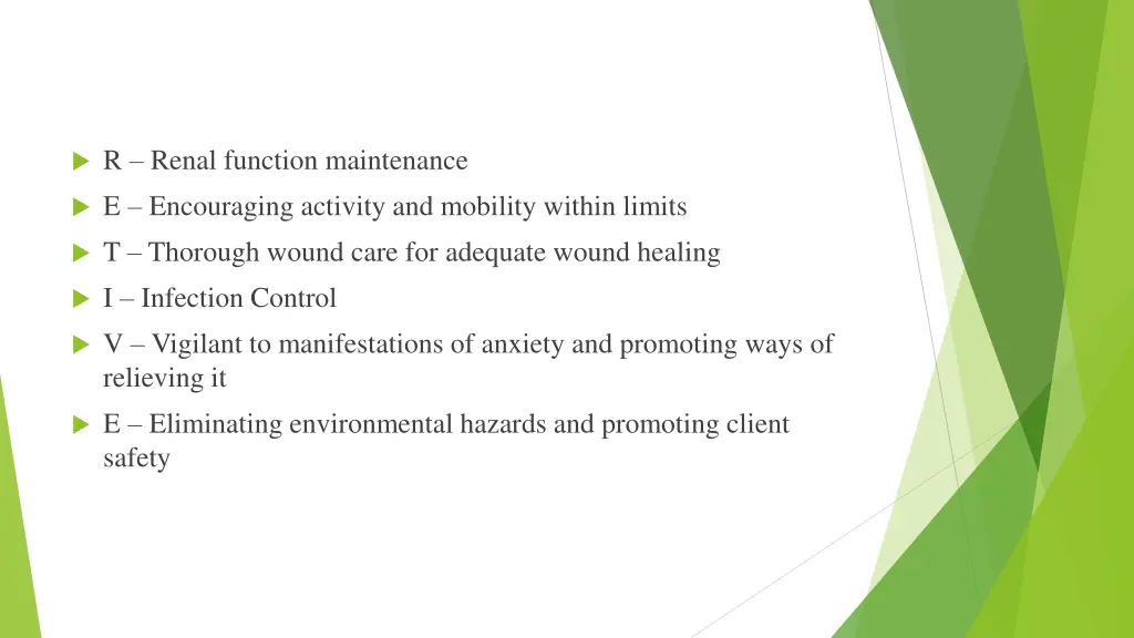 r renal function maintenance