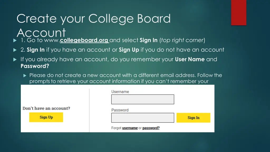create your college board account