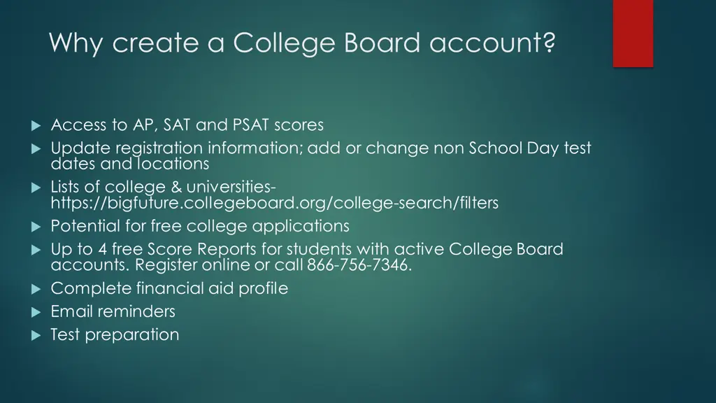 why create a college board account