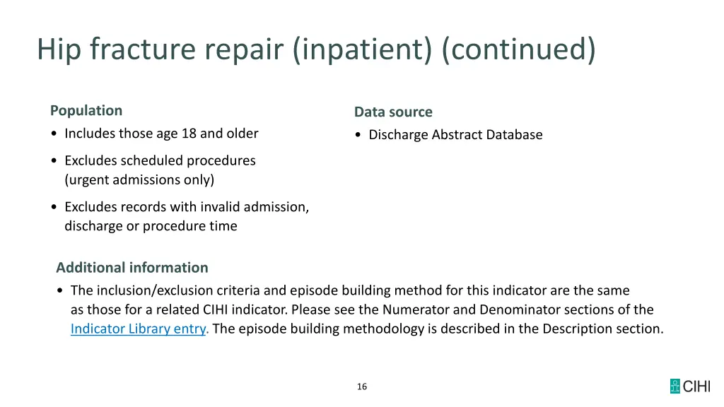 hip fracture repair inpatient continued