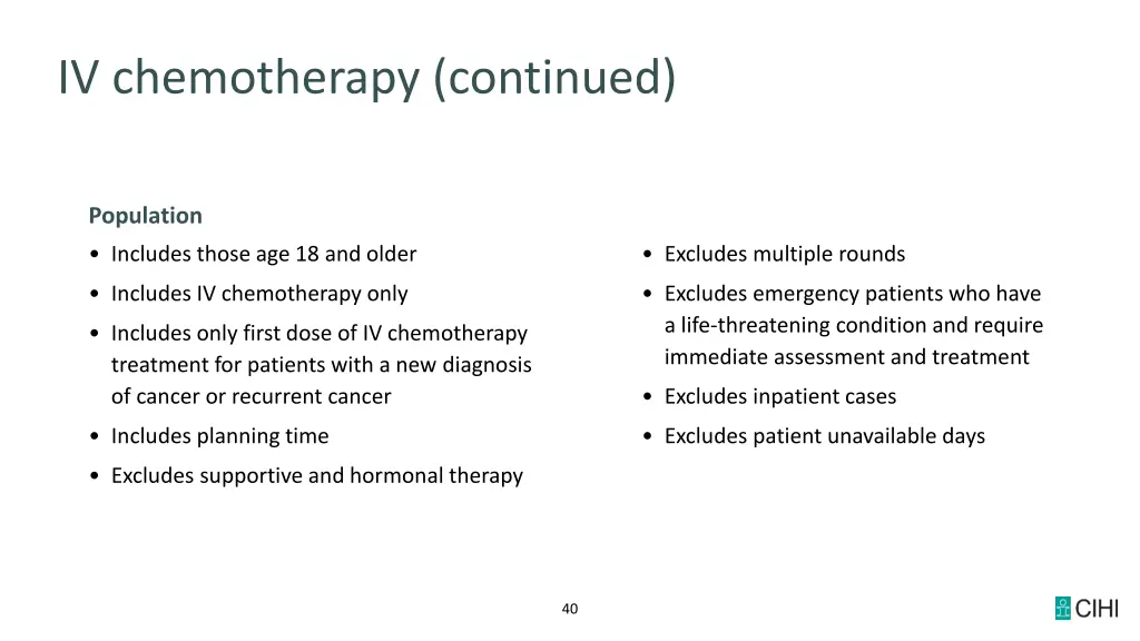 iv chemotherapy continued