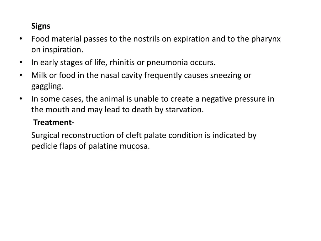 signs food material passes to the nostrils