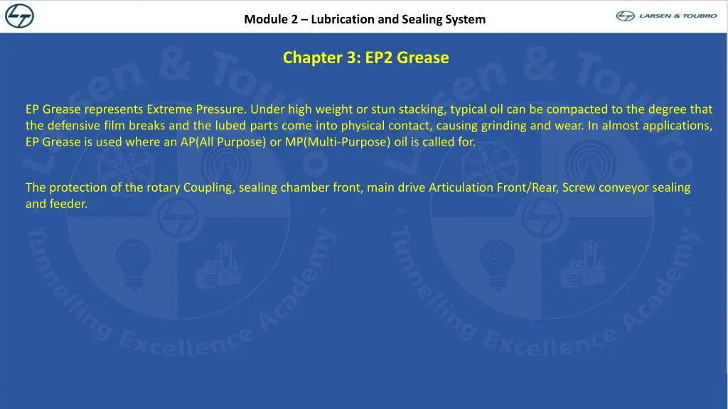 module 2 lubrication and sealing system 11