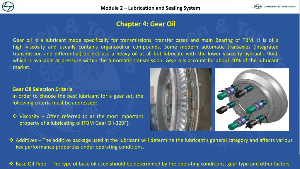 module 2 lubrication and sealing system 15