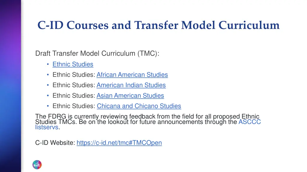 c id courses and transfer model curriculum 2