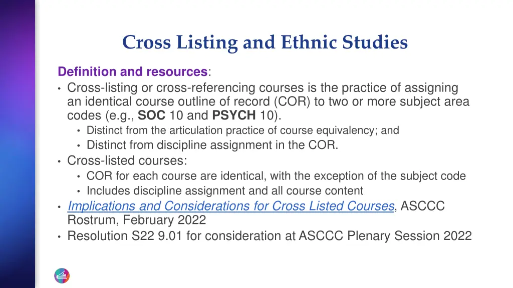 cross listing and ethnic studies 1