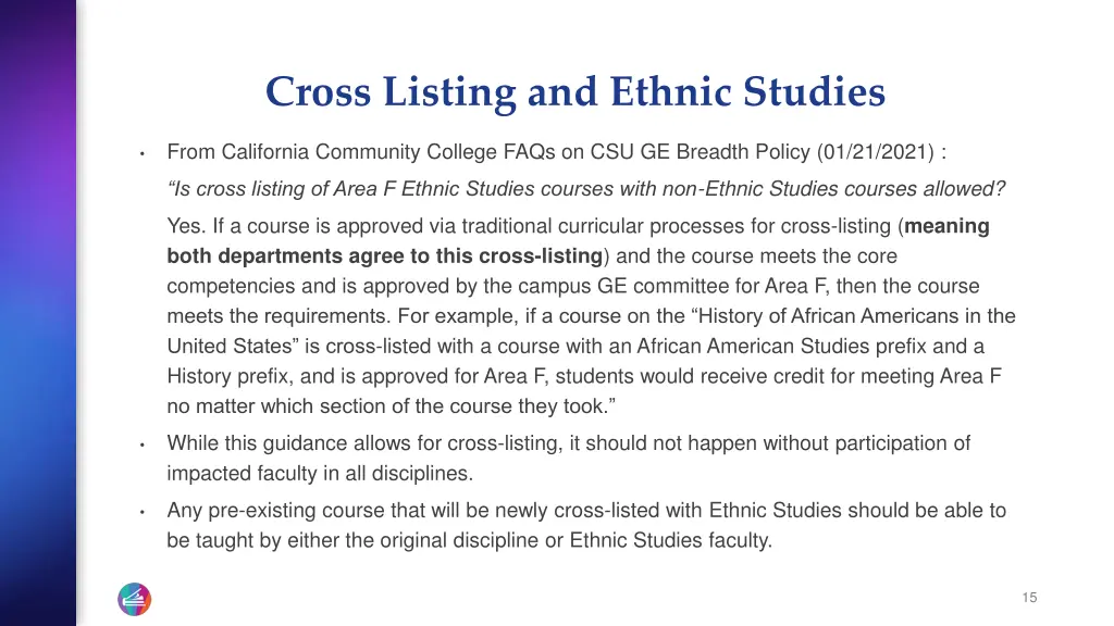 cross listing and ethnic studies