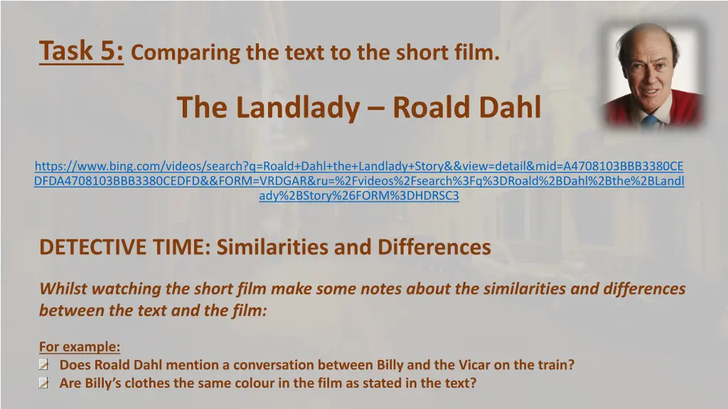 task 5 comparing the text to the short film