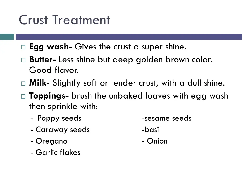 crust treatment