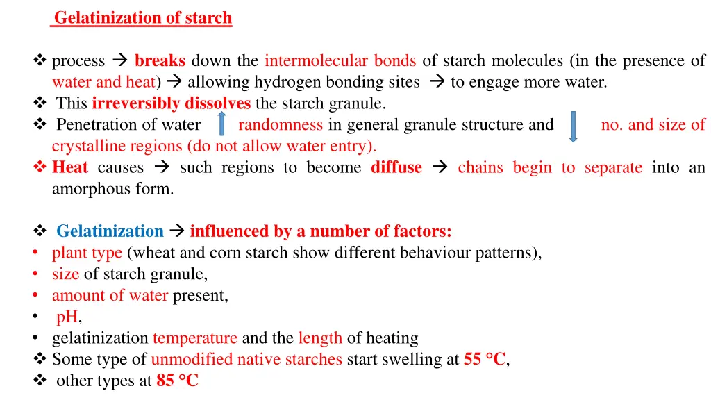 gelatinization of starch