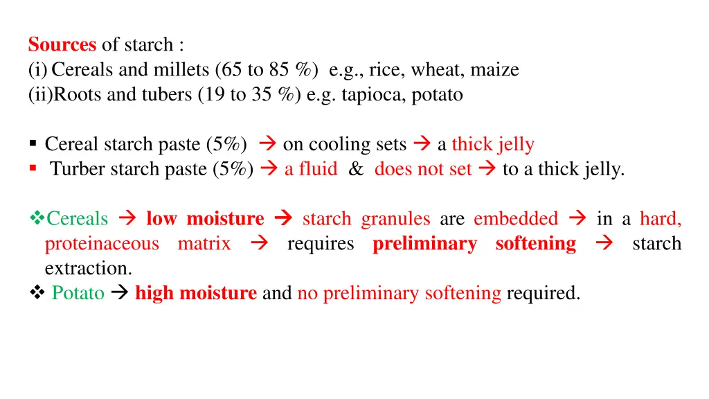 sources of starch i cereals and millets