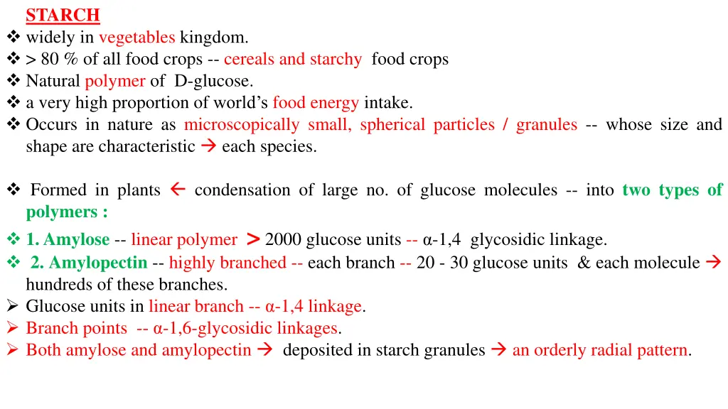 starch widely in vegetables kingdom