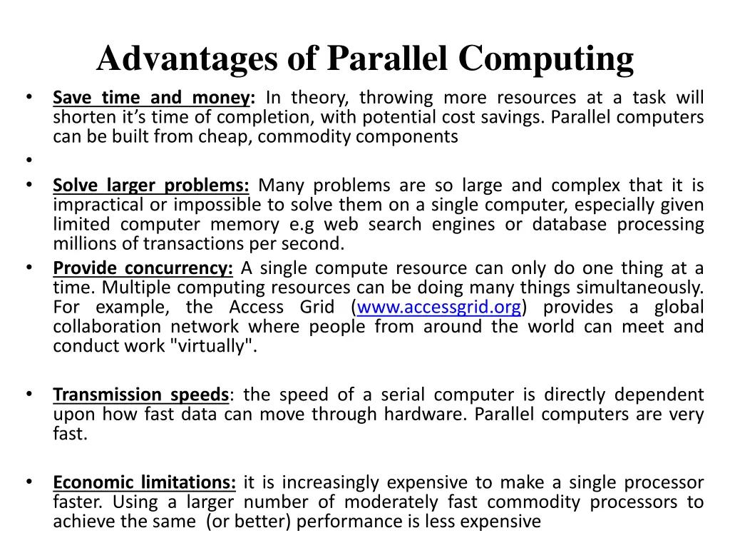 advantages of parallel computing