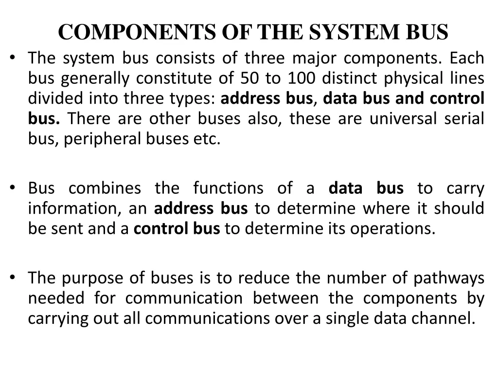 components of the system bus the system